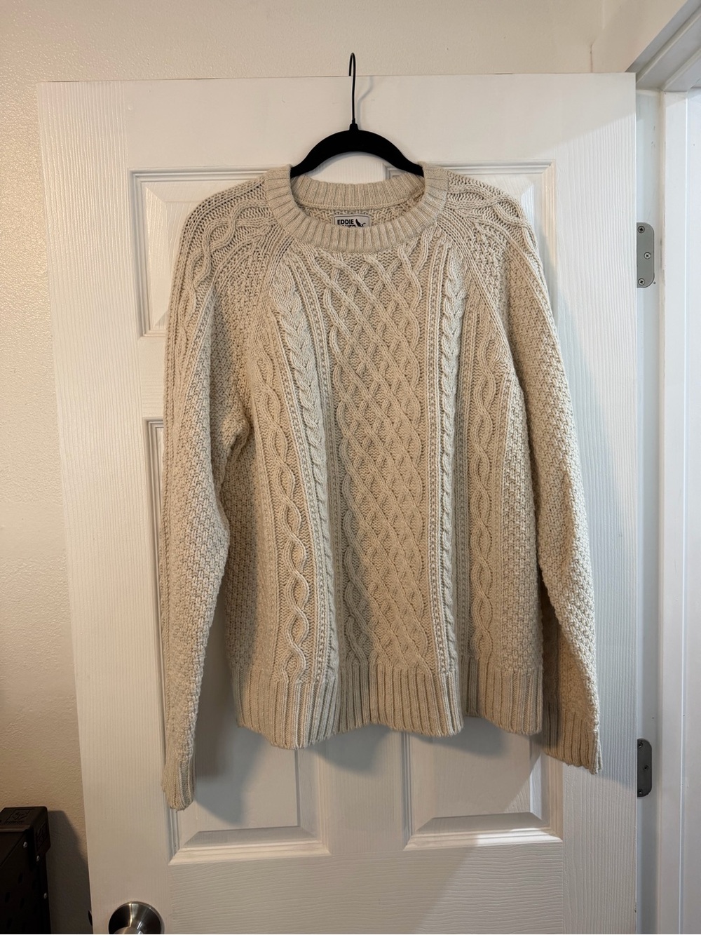Eddie Bauer Wool/Cotton Cream Cable Knit Men's Sweater
